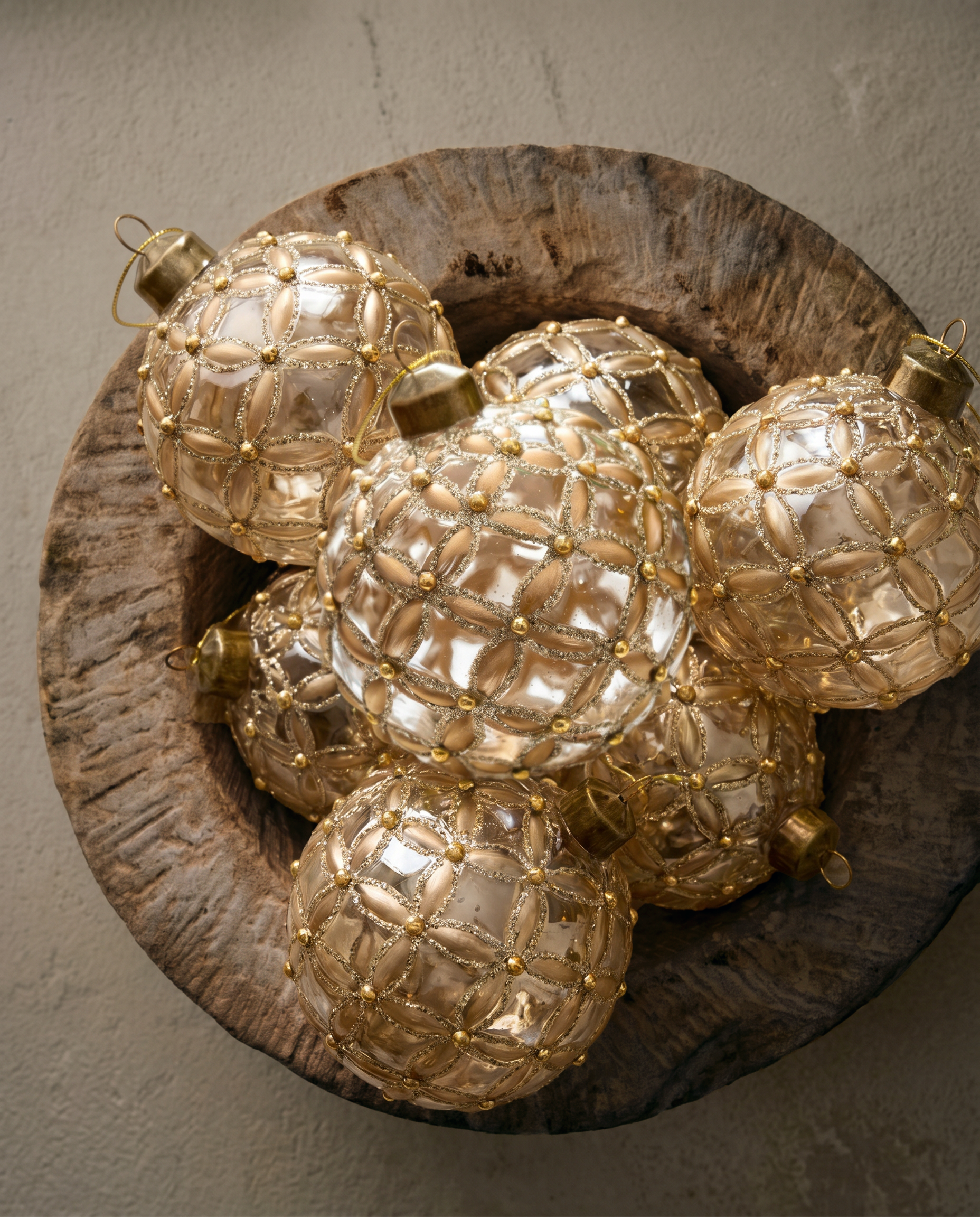 The Transparent Gold Floral Glass Ornament