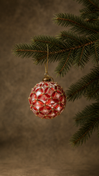The Red Silver Petal Glass Ornament