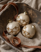 The Ivory and Gold Leaf Glass Ornament