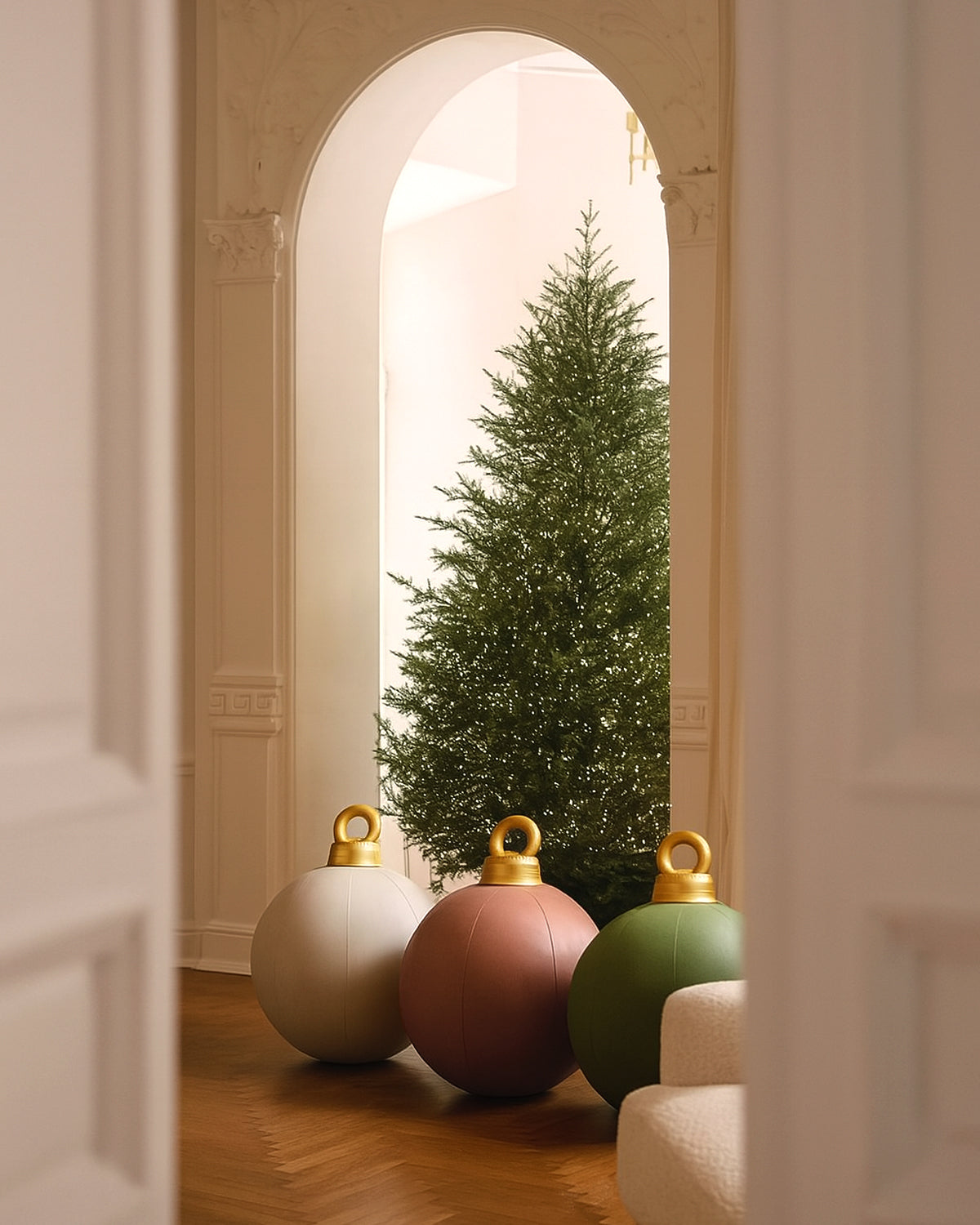 Giant 32" Inflatable Christmas Ornament  – Oversized Holiday Weather Resistant Floor Decor