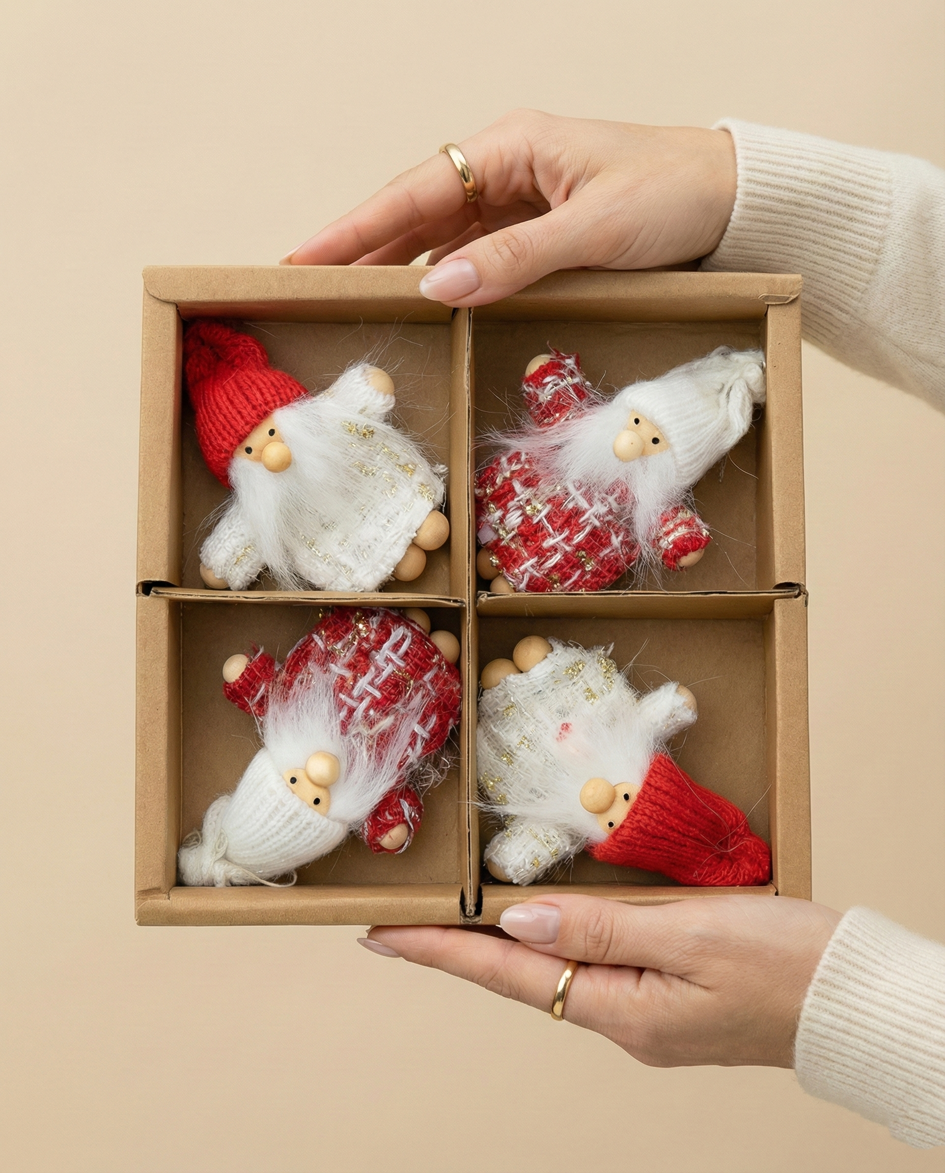 Boxed Set of 4 Plush Gnome Holiday Ornaments