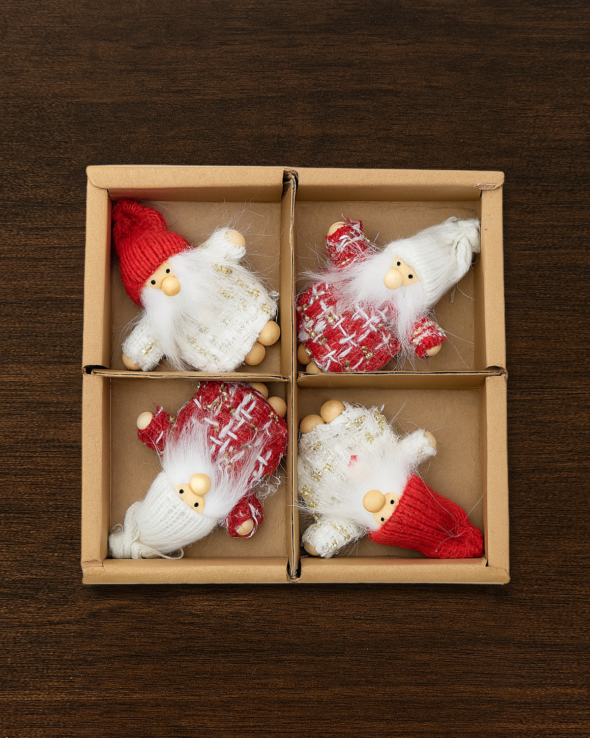 Boxed Set of 4 Plush Gnome Holiday Ornaments
