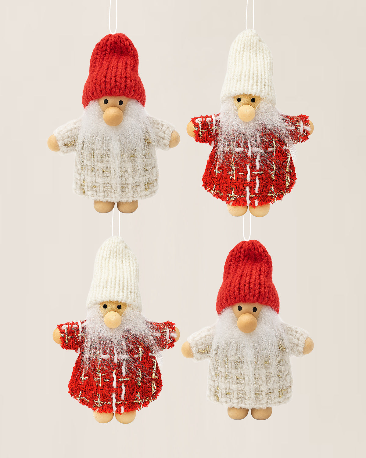 Boxed Set of 4 Plush Gnome Holiday Ornaments