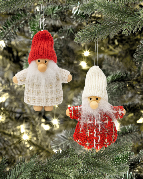Boxed Set of 4 Plush Gnome Holiday Ornaments