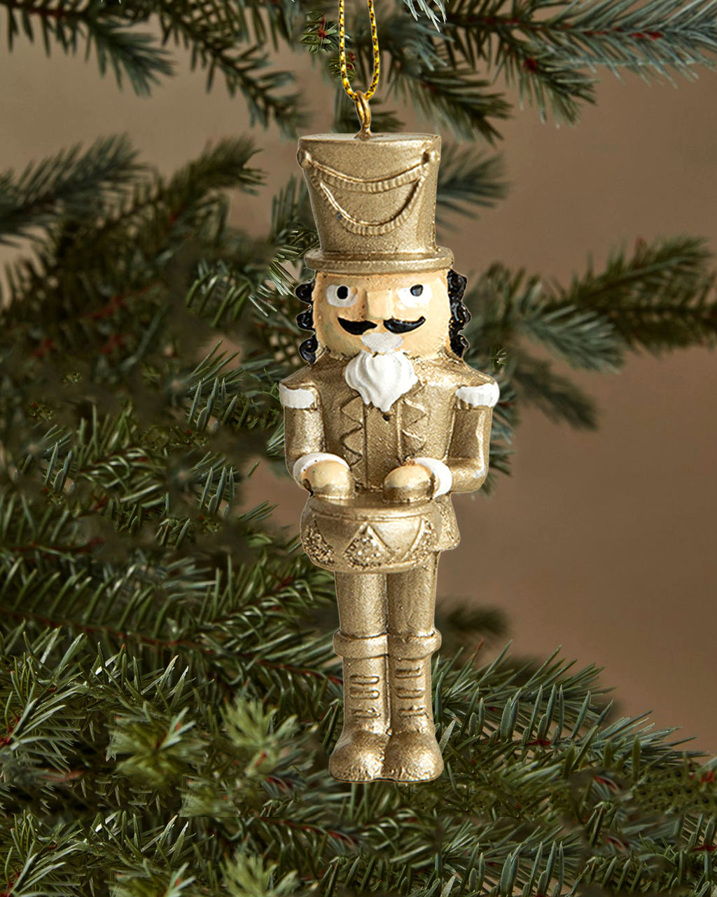 Gold Nutcracker Christmas Ornament - Holiday Drummer