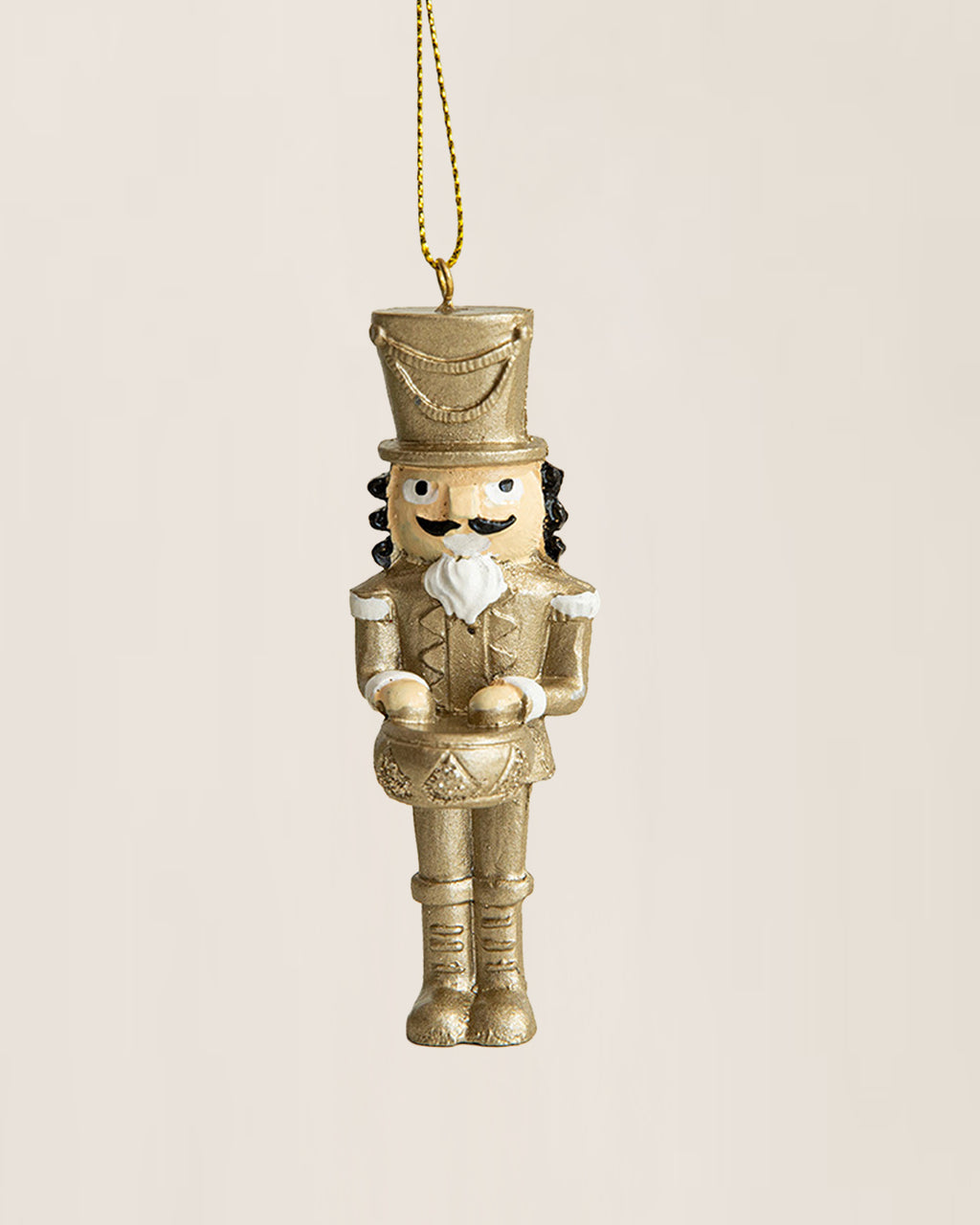 Gold Nutcracker Christmas Ornament - Holiday Drummer