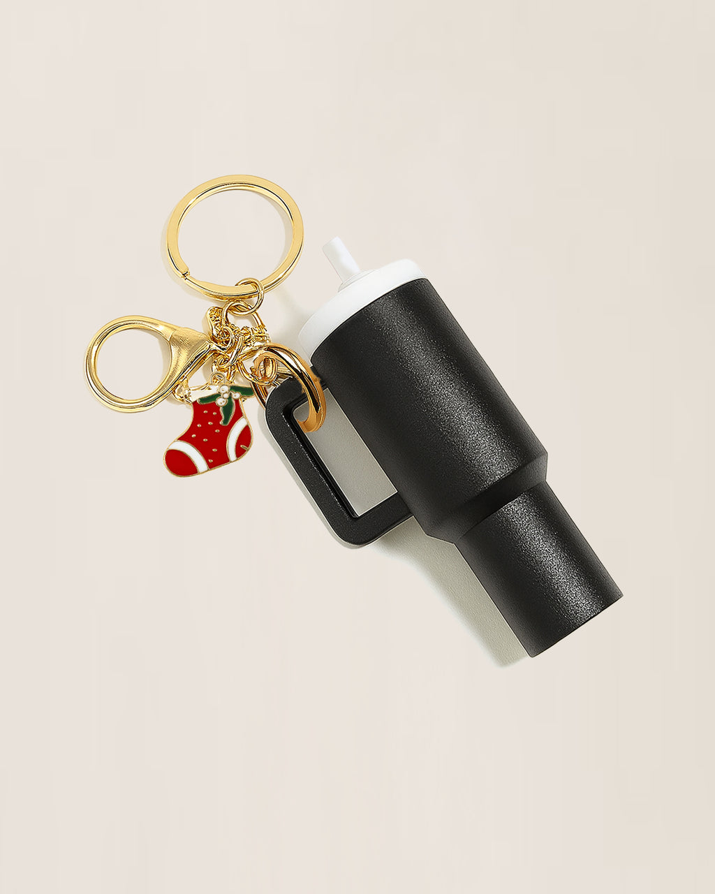 Mini Holiday Water Bottle Keychain with Christmas Charms – Multiple Colors Available