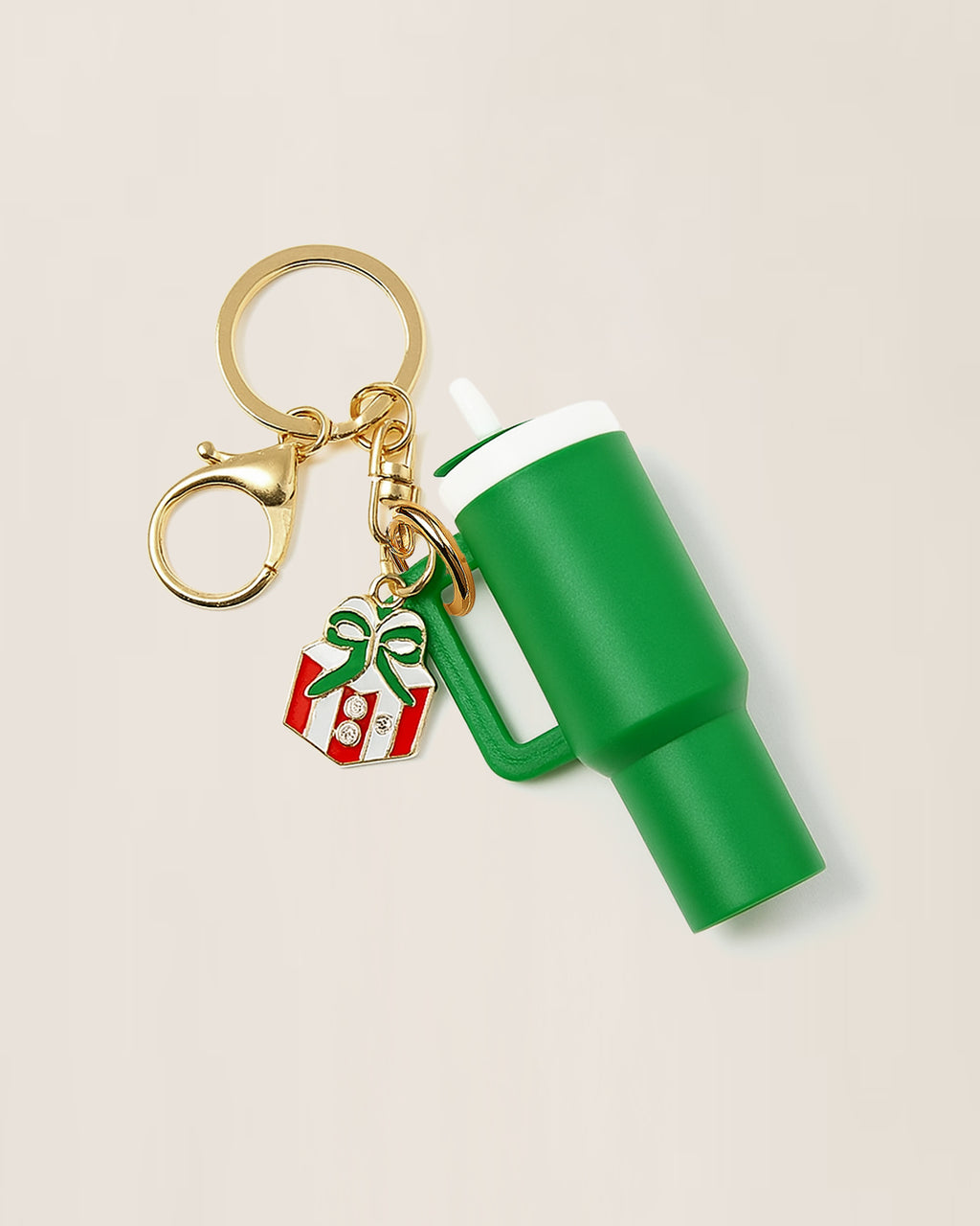 Mini Holiday Water Bottle Keychain with Christmas Charms – Multiple Colors Available