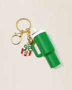 Mini Holiday Water Bottle Keychain with Christmas Charms – Multiple Colors Available