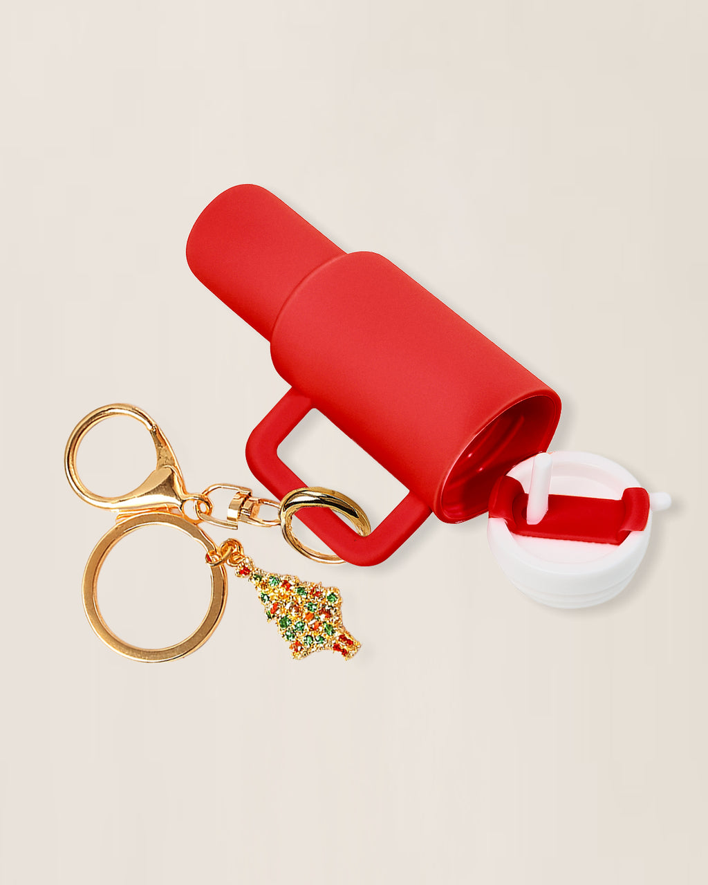 Mini Holiday Water Bottle Keychain with Christmas Charms – Multiple Colors Available