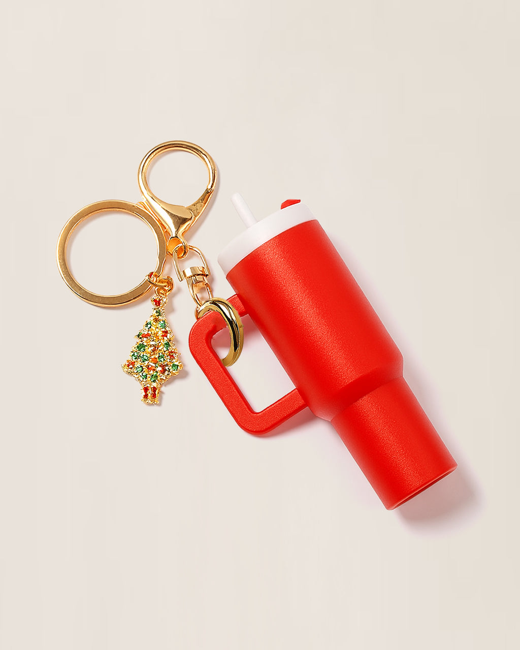 Mini Holiday Water Bottle Keychain with Christmas Charms – Multiple Colors Available