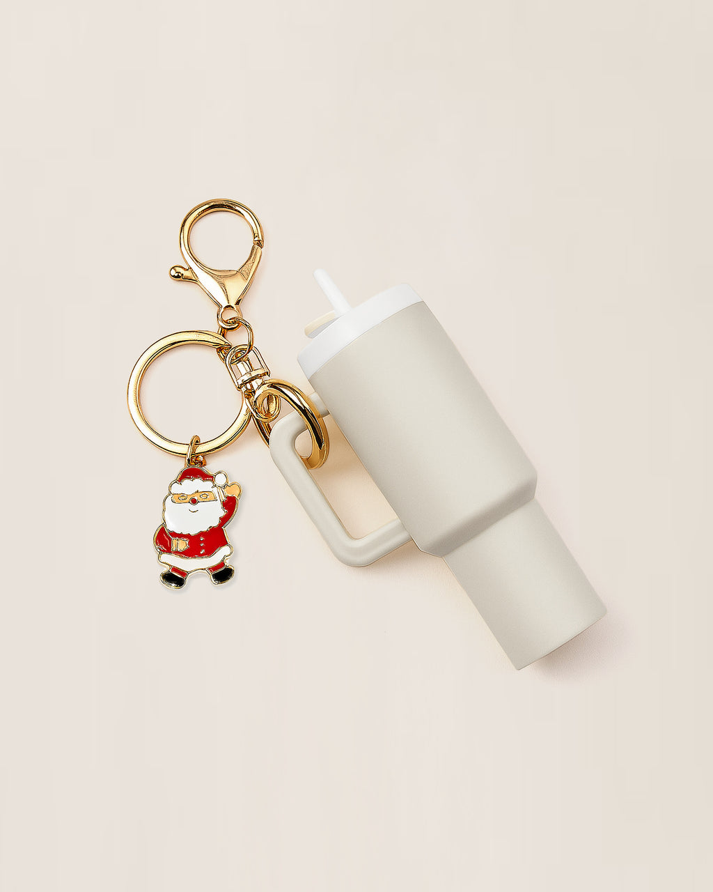 Mini Holiday Water Bottle Keychain with Christmas Charms – Multiple Colors Available