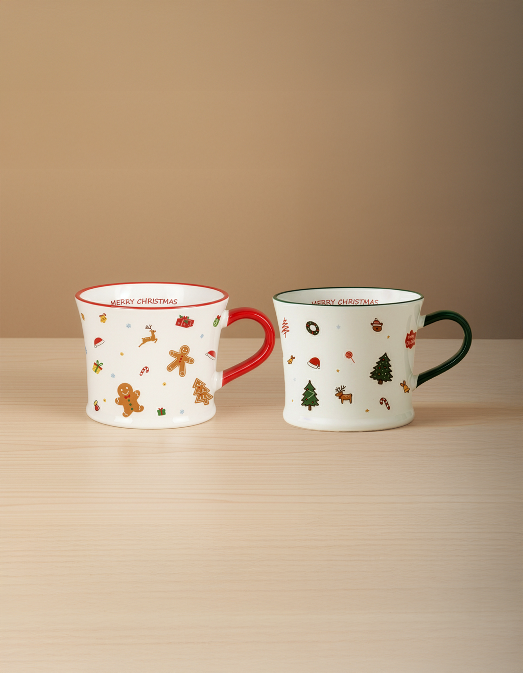 White and Green Christmas Tree and Decorative Accents Holiday Mug