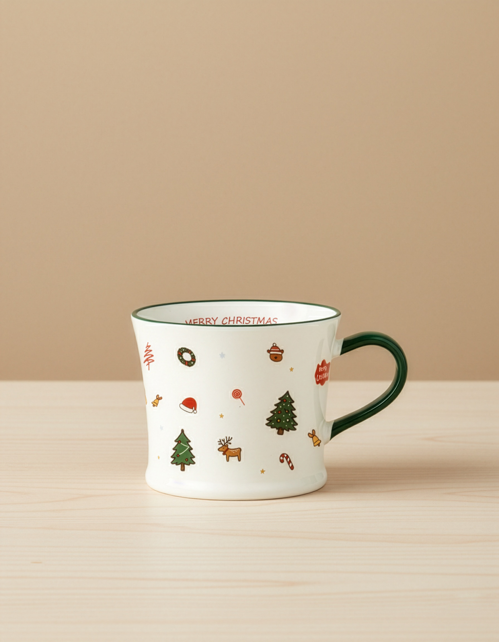 White and Green Christmas Tree and Decorative Accents Holiday Mug
