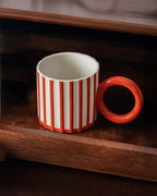 Candy Cane Stripe Ceramic Oversized Large Christmas Mug – Holiday Coffee Cup, Hot Chocolate, Glazed Ceramic, Handmade, Hosting Gift