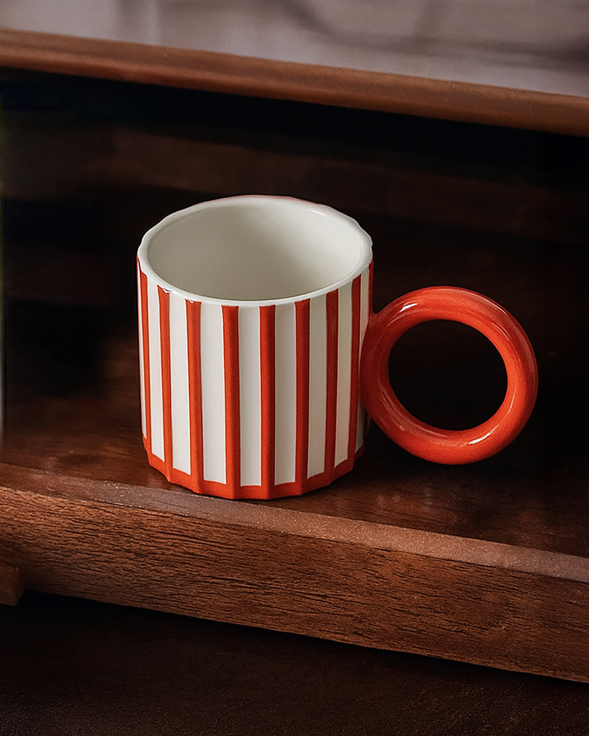 Red and White Striped Christmas Mug