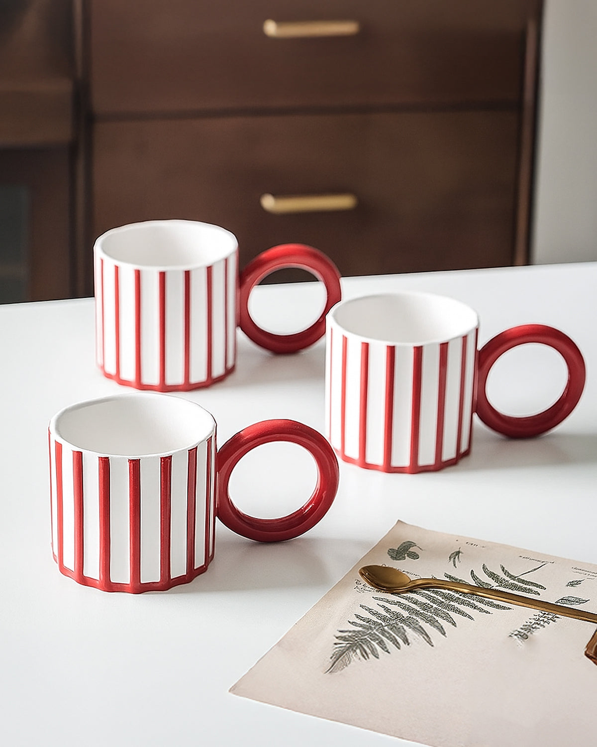 Red and White Striped Christmas Mug
