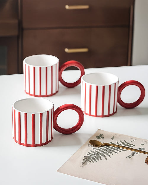Candy Cane Stripe Ceramic Oversized Large Christmas Mug – Holiday Coffee Cup, Hot Chocolate, Glazed Ceramic, Handmade, Hosting Gift