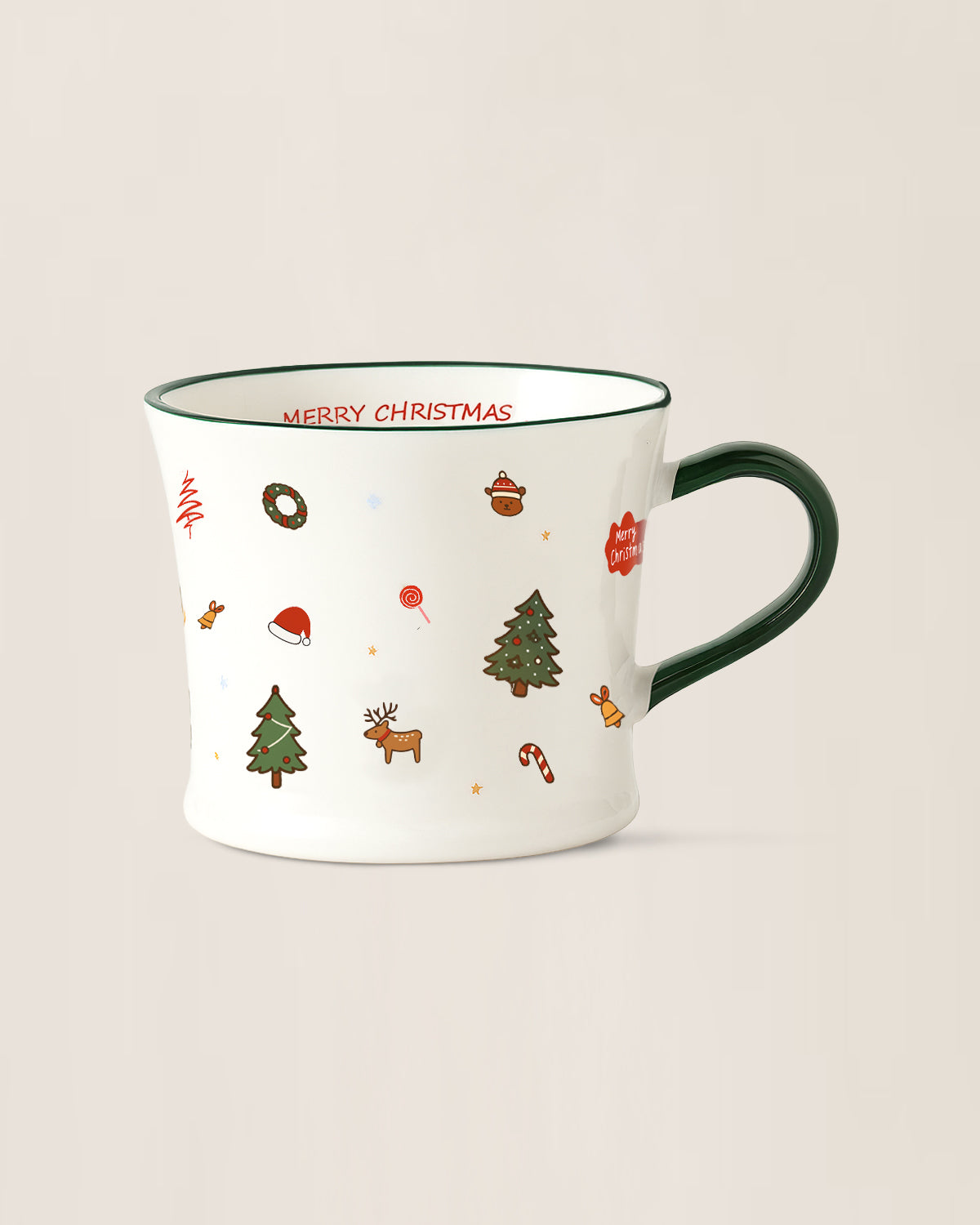 White and Green Christmas Tree and Decorative Accents Holiday Mug
