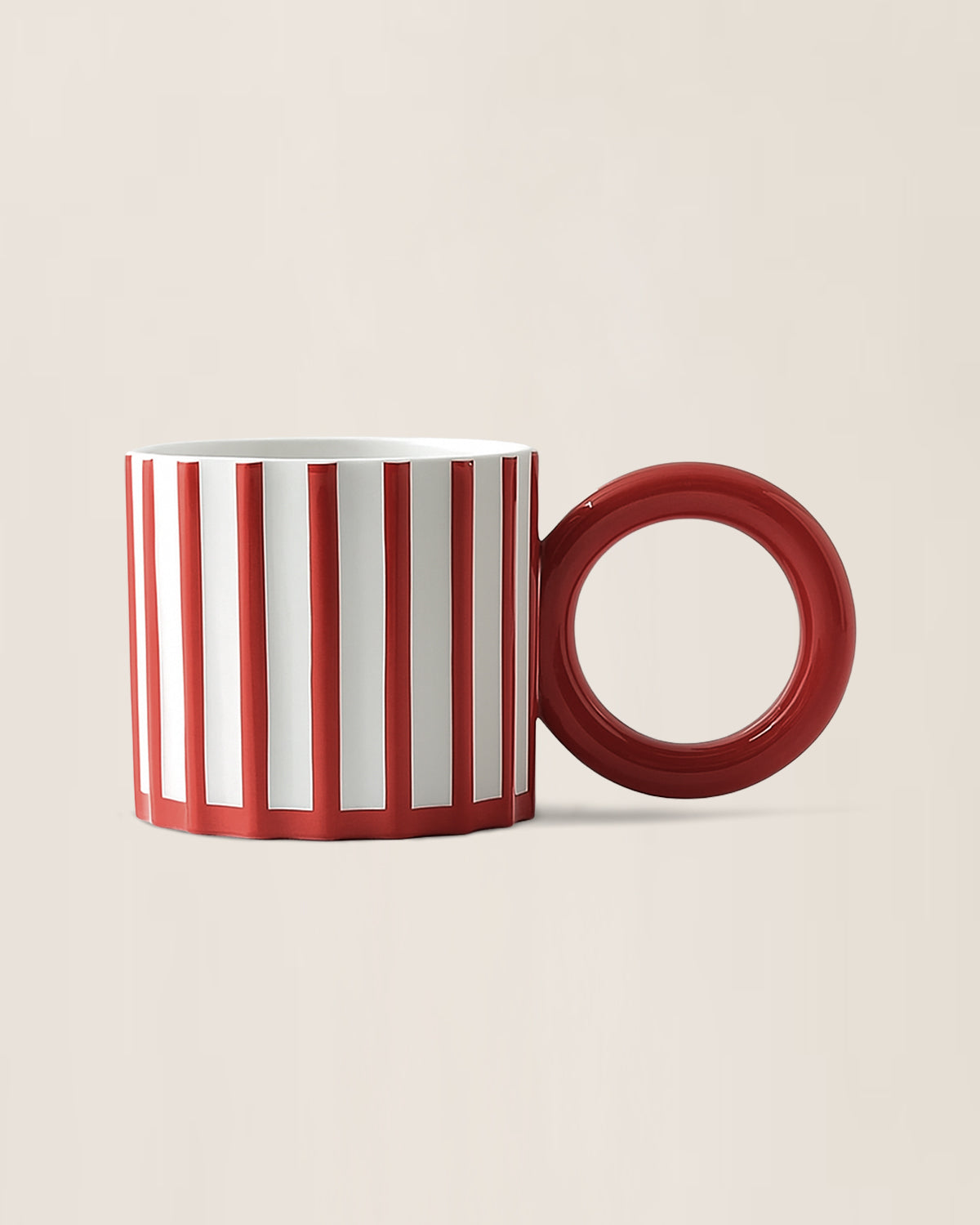 Red and White Striped Christmas Mug
