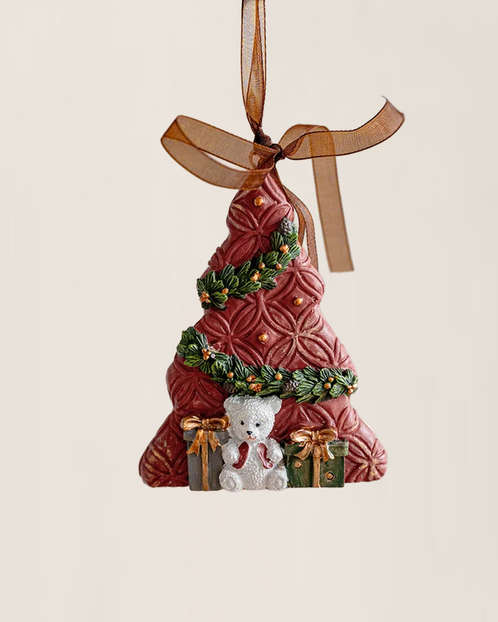 Vintage Red Christmas Tree Ornament - Nostalgic Ornament Collection