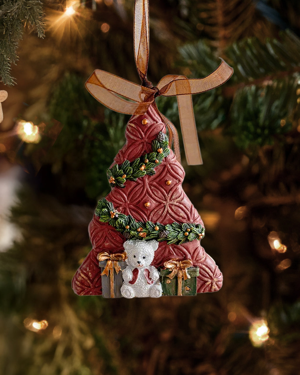 Vintage Red Christmas Tree Ornament - Nostalgic Ornament Collection