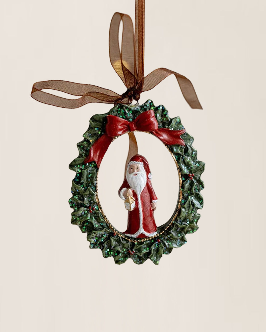 Vintage Santa Claus Wreath Christmas Ornament - Nostalgic Ornament Collection