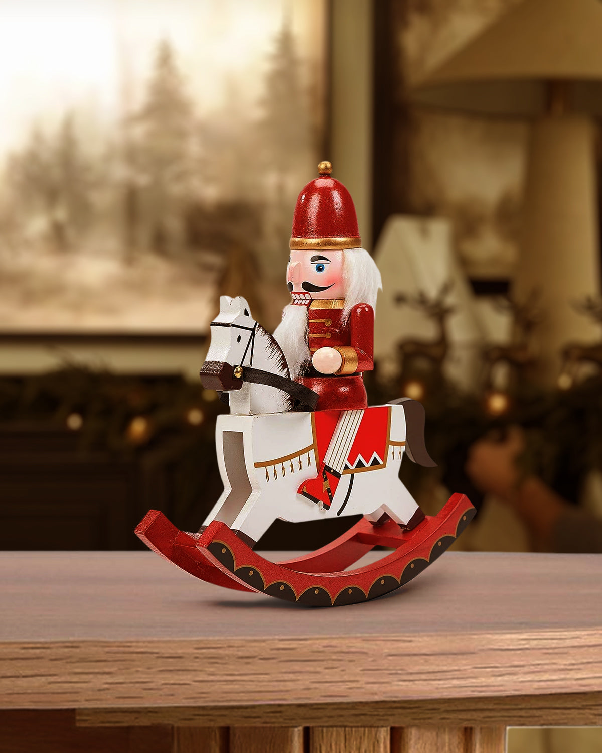 Rocking Horse Nutcracker in Red – Handcrafted Christmas Decoration