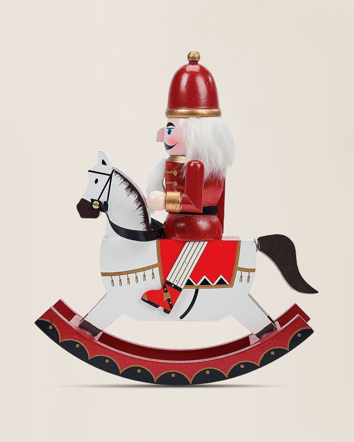 Rocking Horse Nutcracker in Red – Handcrafted Christmas Decoration