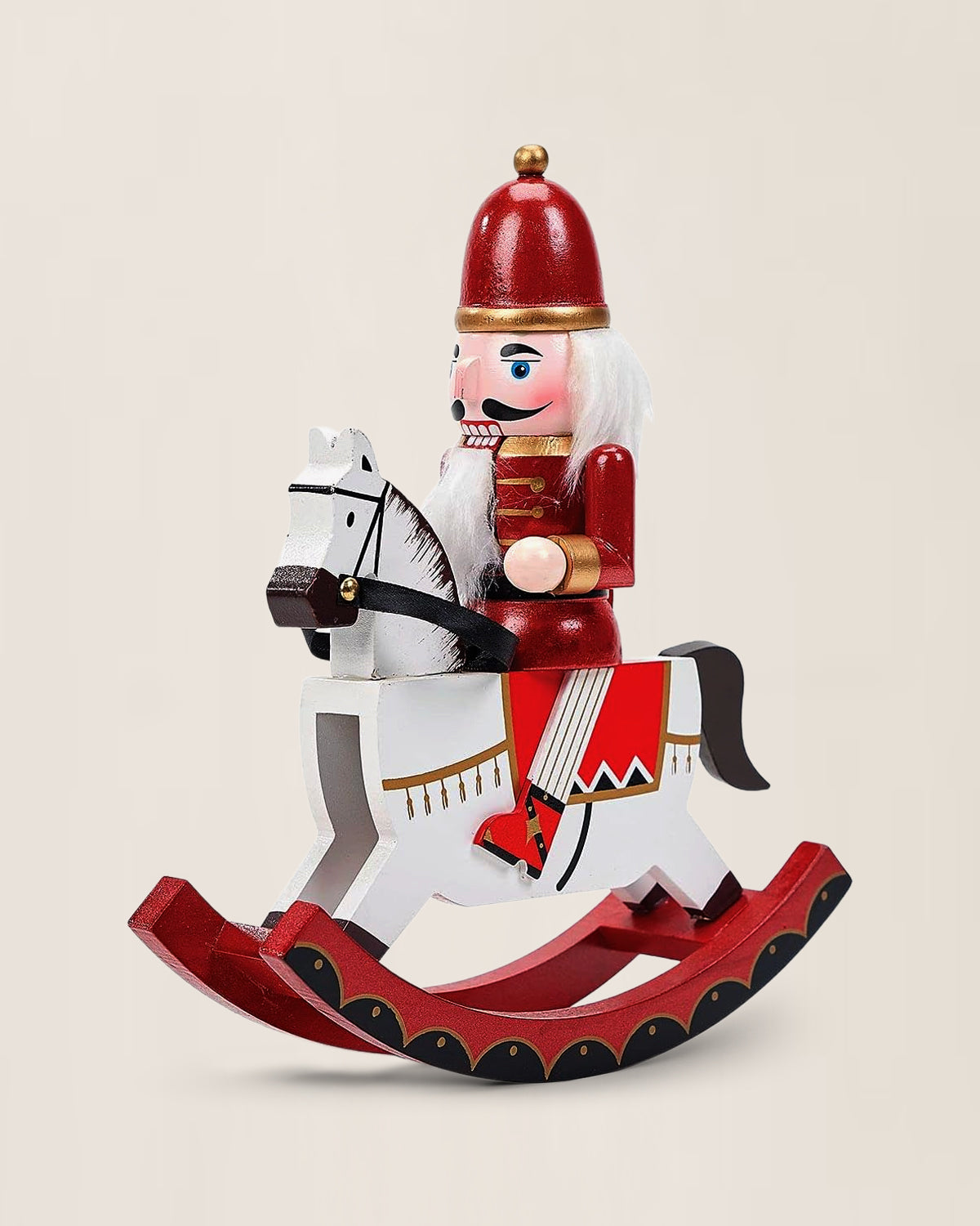Rocking Horse Nutcracker in Red – Handcrafted Christmas Decoration