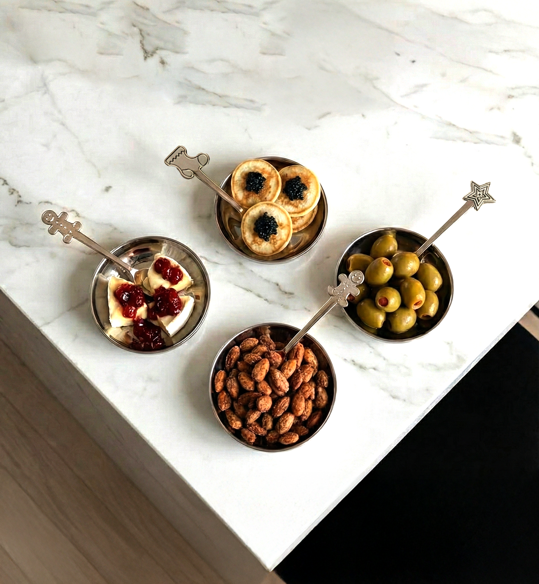 Silver Holiday Appetizer Spoons - Set of 4