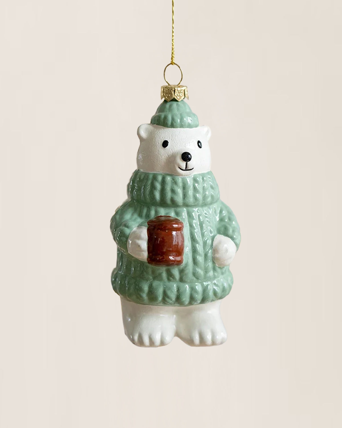 Shatterproof Wintergreen Polar Bear Sweater Christmas Ornament