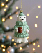 Shatterproof Wintergreen Polar Bear Sweater Christmas Ornament