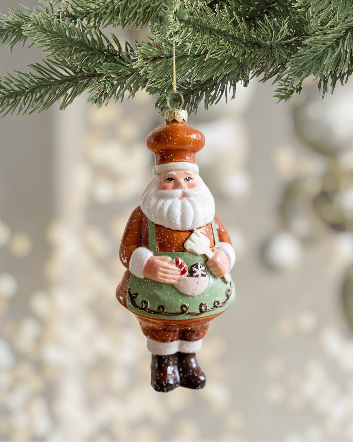 Shatterproof Wintergreen Chef Santa Christmas Ornament