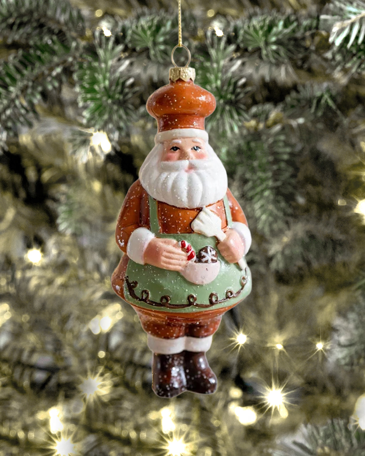 Shatterproof Wintergreen Chef Santa Christmas Ornament