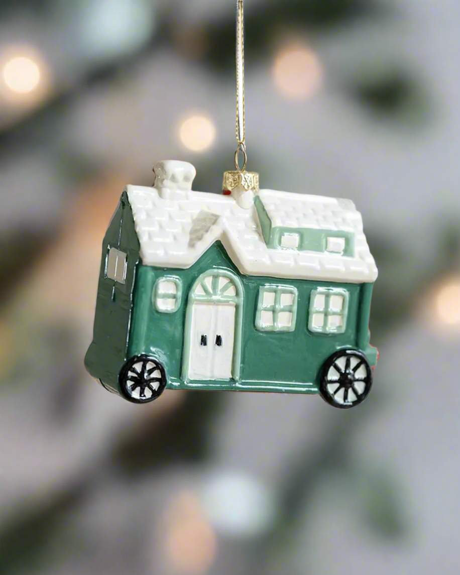 Shatterproof Wintergreen Cabin Car Christmas Ornament
