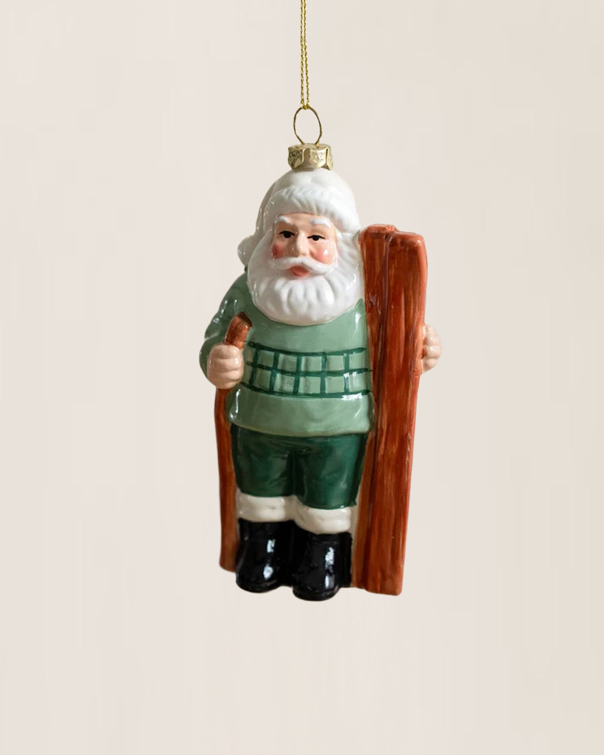 Shatterproof Wintergreen Ski Santa Christmas Ornament