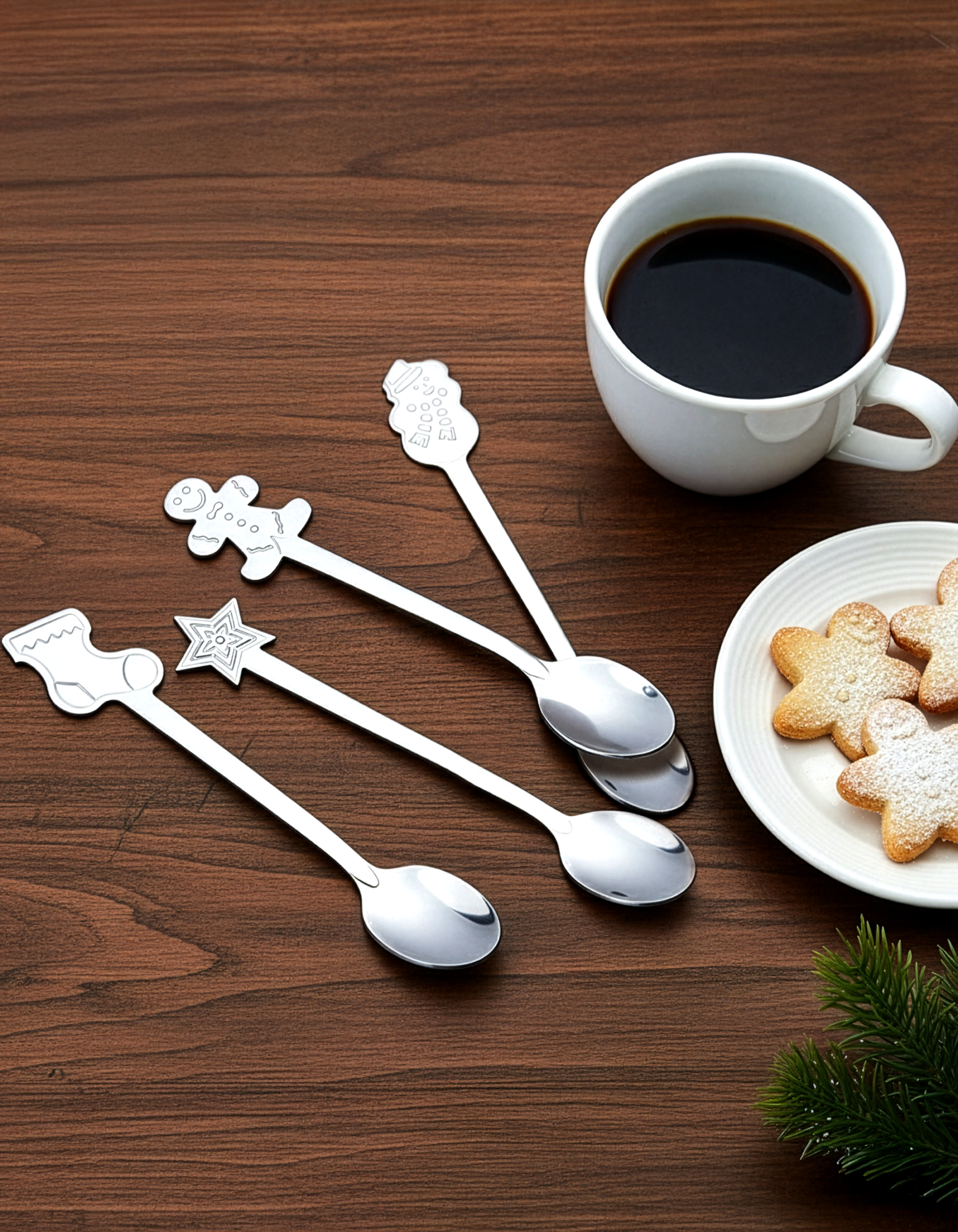 Silver Holiday Appetizer Spoons - Set of 4