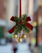 Holiday Sprig & Gold Bell Christmas Ornament