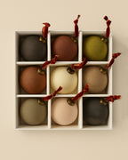 Flocked Velvet Christmas Ball Ornaments with Mixed Colors (Set of 9)