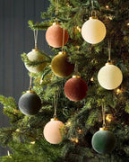 Flocked Velvet Christmas Ball Ornaments with Mixed Colors (Set of 9)