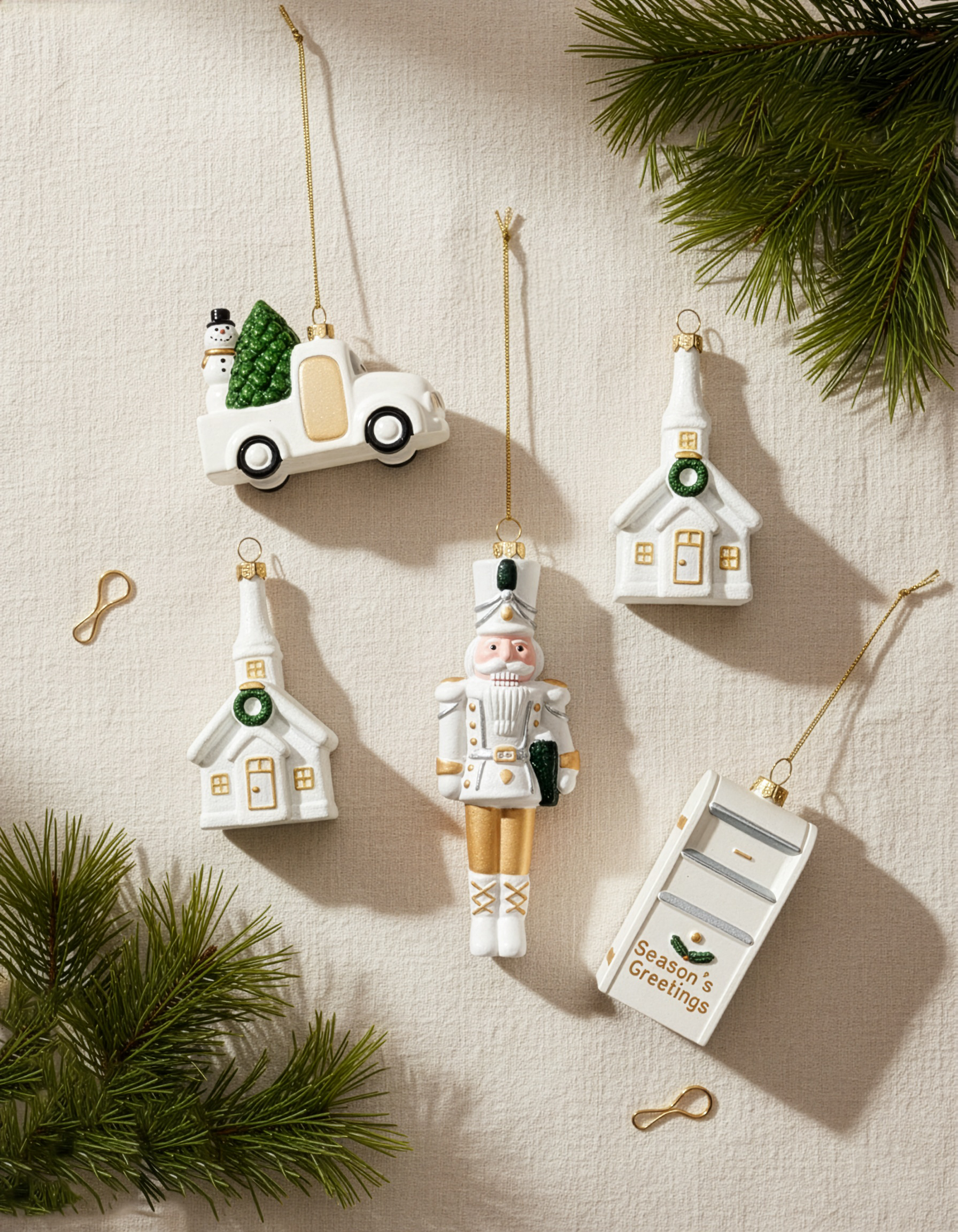 Shatterproof White and Gold Mailbox Christmas Tree Ornament