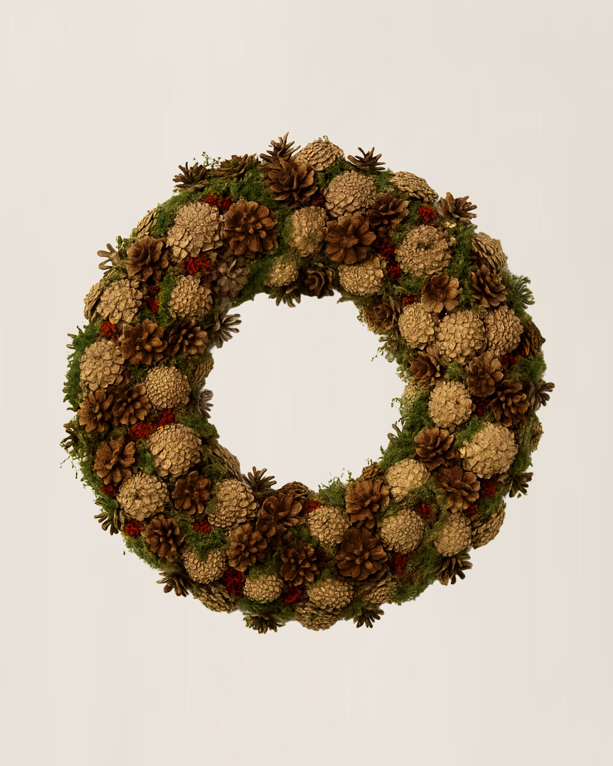 18.5" Pinecone Christmas Wreath – Natural Holiday Decor for Mantel or Door