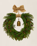 15" Rustic Christmas Wreath with Bell & Burlap Bow – Holiday Door Decor