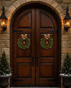 15" Rustic Christmas Wreath with Bell & Burlap Bow – Holiday Door Decor