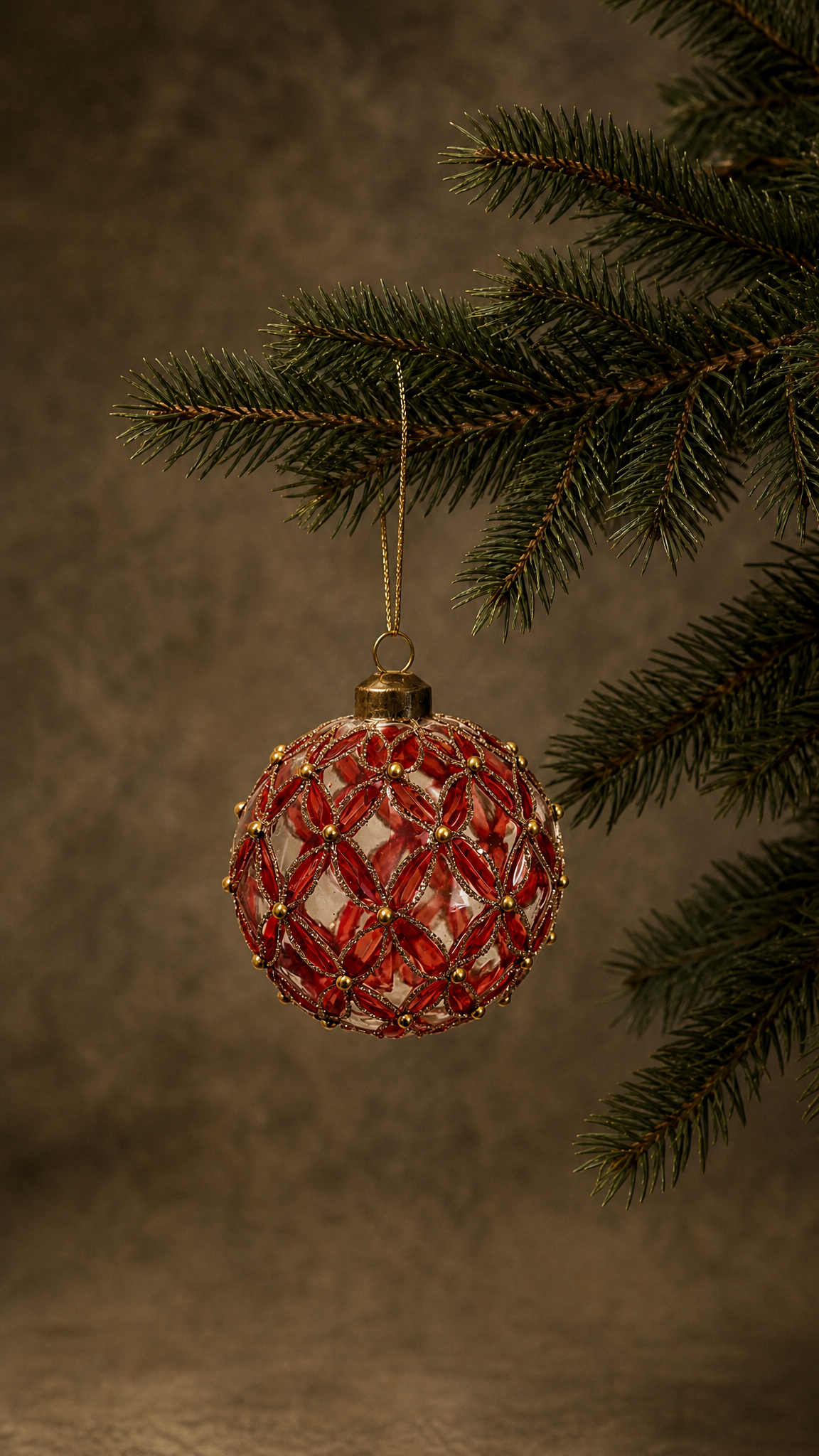 The Red Transparent Petal Glass Ornament