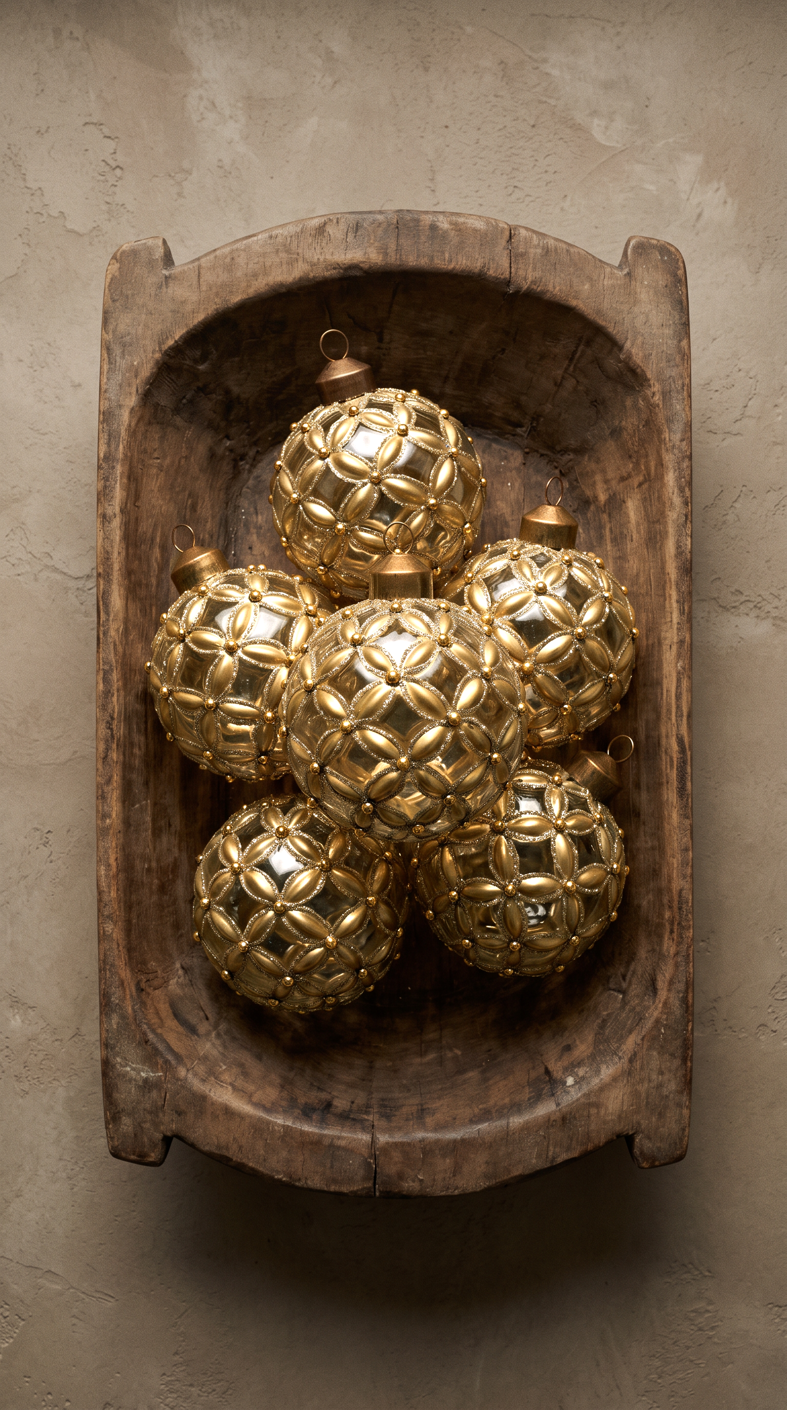 The Gold Transparent Floral Glass Ornament